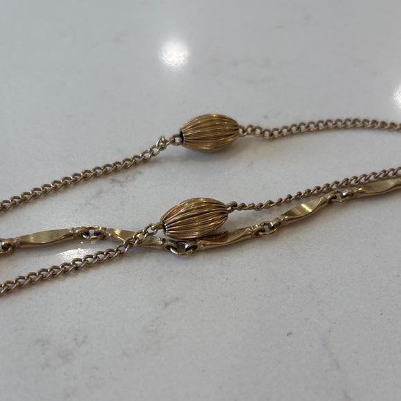 Triple Layer Gold tone Necklace - Picture 4 of 6